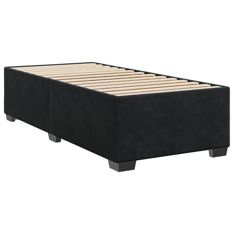 Casa si Gradina - Mobilier - Paturi si accesorii - Paturi - Pat cu arcuri cu saltea, negru, de o persoana, catifea, model design cu nasturi - Infinity.ro