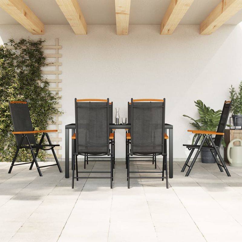 Casa si Gradina - Gradina si terasa - Mobilier exterior - Seturi mobila gradina - Set mobilier pentru gradina, 7 piese, negru, aluminiu - Infinity.ro