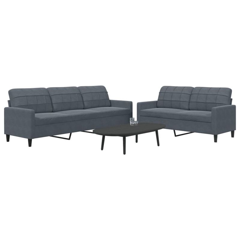 Casa si Gradina - Mobilier - Seturi de mobilier - Seturi living - Set de canapele cu perne, 2 piese, gri inchis, catifea - Infinity.ro