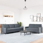 Casa si Gradina - Mobilier - Seturi de mobilier - Seturi living - Set de canapele cu perne, 2 piese, gri inchis, catifea - Infinity.ro