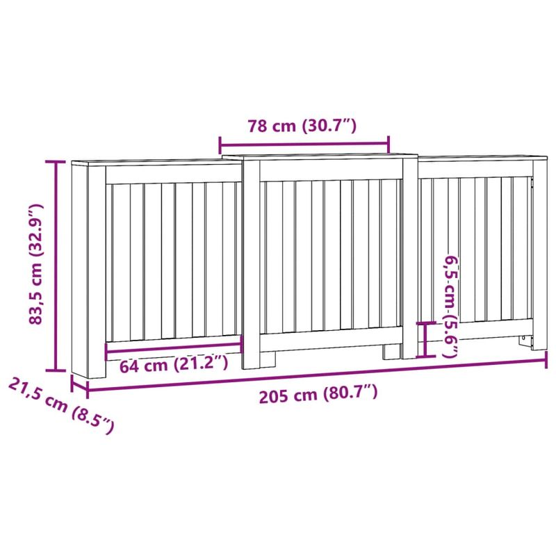Casa si Gradina - Termice - Calorifere si accesorii - Accesorii calorifere - Masca pentru calorifer, alb, 205x21,5x83,5 cm, lemn prelucrat, design lamele verticale - Infinity.ro