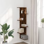 Casa si Gradina - Mobilier - Biblioteci si rafturi - Rafturi - Raft colt perete stejar fumuriu 36,5x36,5x140cm lemn prelucrat - Infinity.ro