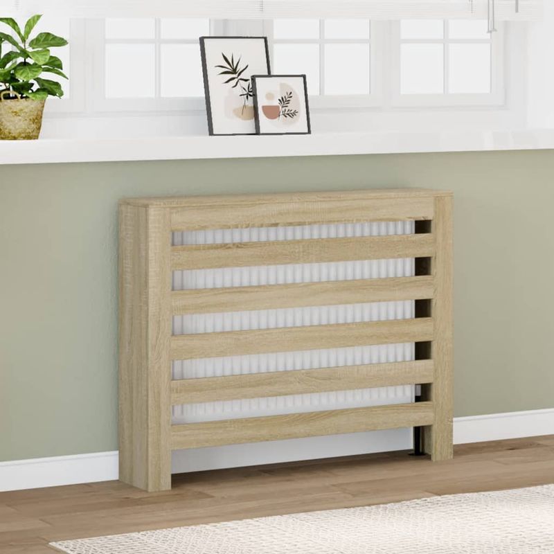 Casa si Gradina - Termice - Calorifere si accesorii - Accesorii calorifere - Masca pentru calorifer stejar sonoma 104x20x82cm lemn prelucrat, design șipci orizontale - Infinity.ro