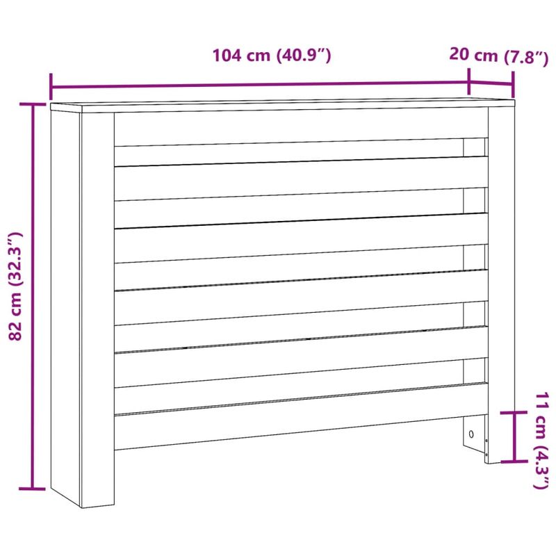 Casa si Gradina - Termice - Calorifere si accesorii - Accesorii calorifere - Masca pentru calorifer stejar sonoma 104x20x82cm lemn prelucrat, design șipci orizontale - Infinity.ro
