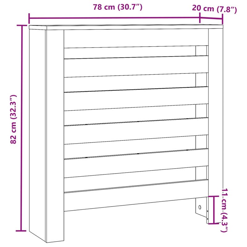 Casa si Gradina - Termice - Calorifere si accesorii - Accesorii calorifere - Masca pentru calorifer, gri beton, 78x20x82 cm, lemn prelucrat, design șipci orizontale - Infinity.ro
