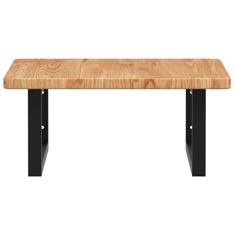 Casa si Gradina - Mobilier - Biblioteci si rafturi - Rafturi - Raft pentru lavoar montat pe perete, otel și lemn masiv stejar, maro deschis și negru, mărime 50x50x2.5 cm, model dreptunghiular - Infinity.ro