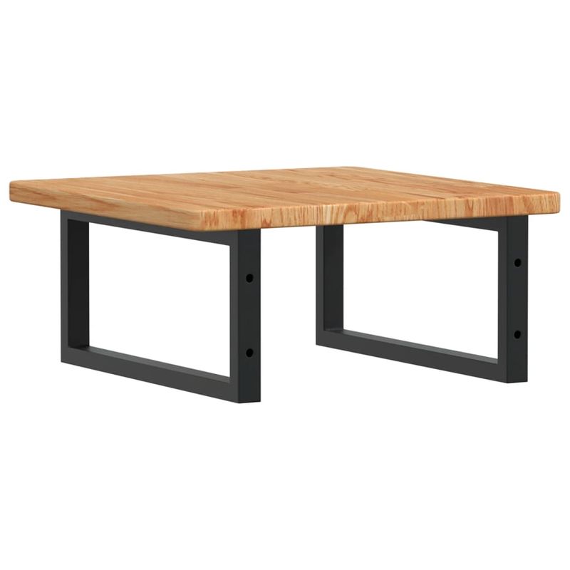 Casa si Gradina - Mobilier - Biblioteci si rafturi - Rafturi - Raft pentru lavoar montat pe perete, otel și lemn masiv stejar, maro deschis și negru, mărime 50x50x2.5 cm, model dreptunghiular - Infinity.ro