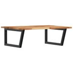 Casa si Gradina - Mobilier - Biblioteci si rafturi - Rafturi - Raft pentru lavoar montat pe perete, otel și lemn masiv acacia, maro închis și negru, mărime 100x60x2 cm, model trapez - Infinity.ro