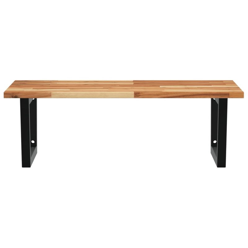 Casa si Gradina - Mobilier - Biblioteci si rafturi - Rafturi - Raft pentru lavoar montat pe perete, otel și lemn masiv acacia, maro închis și negru, mărime 100x60x2 cm, model trapez - Infinity.ro