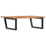 Casa si Gradina - Mobilier - Biblioteci si rafturi - Rafturi - Raft pentru lavoar montat pe perete, otel și lemn masiv acacia, maro închis și negru, mărime 100x60x2 cm, model trapez - Infinity.ro