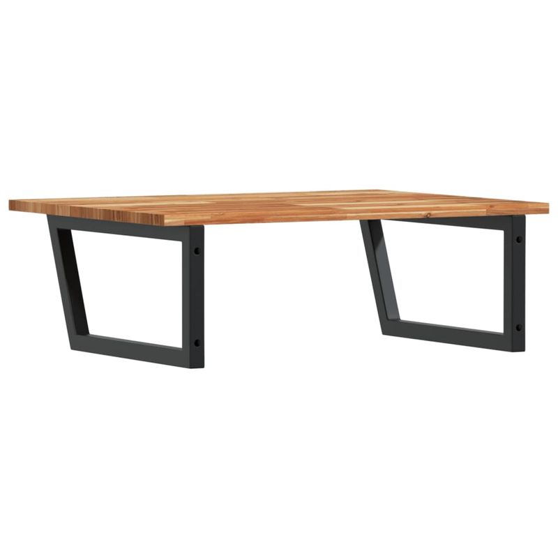 Casa si Gradina - Mobilier - Biblioteci si rafturi - Rafturi - Raft pentru lavoar montat pe perete, otel și lemn masiv acacia, maro închis și negru, mărime 100x60x2 cm, model trapez - Infinity.ro