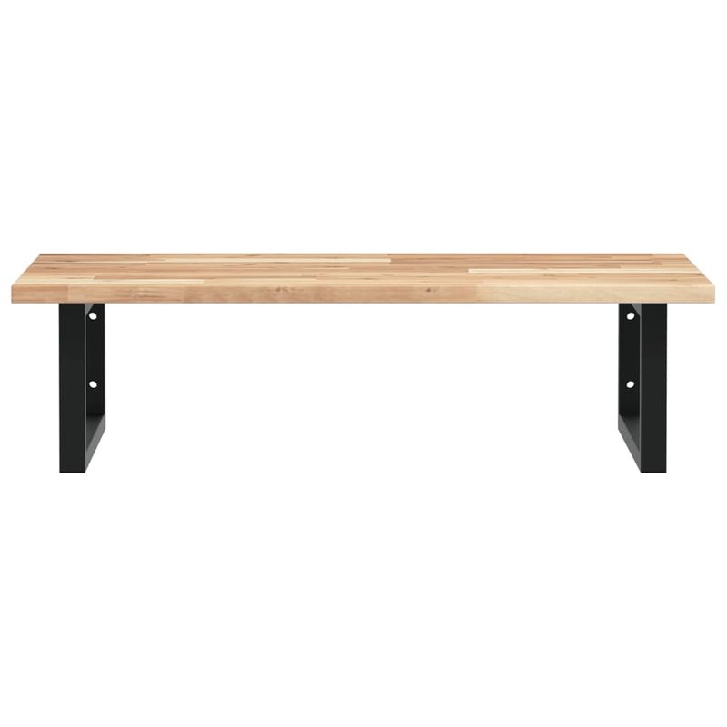 Casa si Gradina - Mobilier - Biblioteci si rafturi - Rafturi - Raft pentru lavoar montat pe perete, otel și lemn masiv acacia, maro și negru, mărime 100x50x2 cm, model dreptunghiular - Infinity.ro
