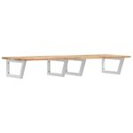 Casa si Gradina - Mobilier - Biblioteci si rafturi - Rafturi - Raft pentru lavoar montat pe perete, otel și lemn masiv acacia, maro și alb, mărime 160x50x2 cm, model trapez - Infinity.ro