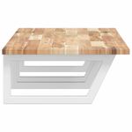 Casa si Gradina - Mobilier - Biblioteci si rafturi - Rafturi - Raft pentru lavoar montat pe perete, otel și lemn masiv acacia, maro și alb, mărime 160x50x2 cm, model trapez - Infinity.ro