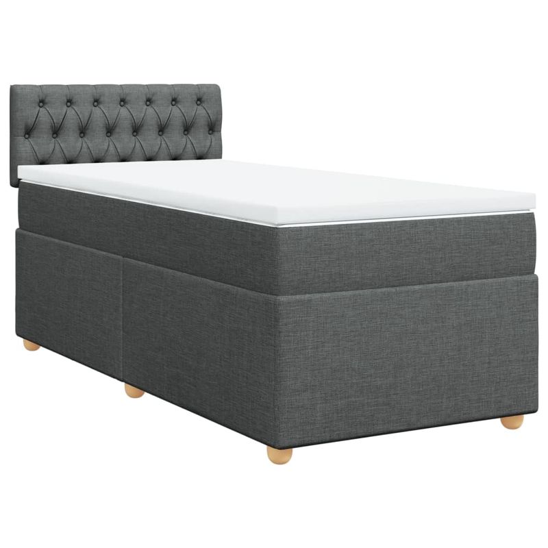 Casa si Gradina - Mobilier - Paturi si accesorii - Paturi - Pat box spring cu saltea, gri inchis, 90x190 cm, textil - Infinity.ro