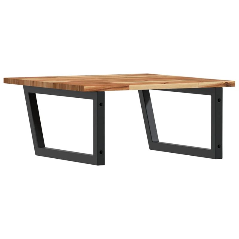 Casa si Gradina - Mobilier - Biblioteci si rafturi - Rafturi - Raft pentru lavoar montat pe perete, otel și lemn masiv acacia, maro închis și negru, mărime 60x60x2 cm, model trapez - Infinity.ro