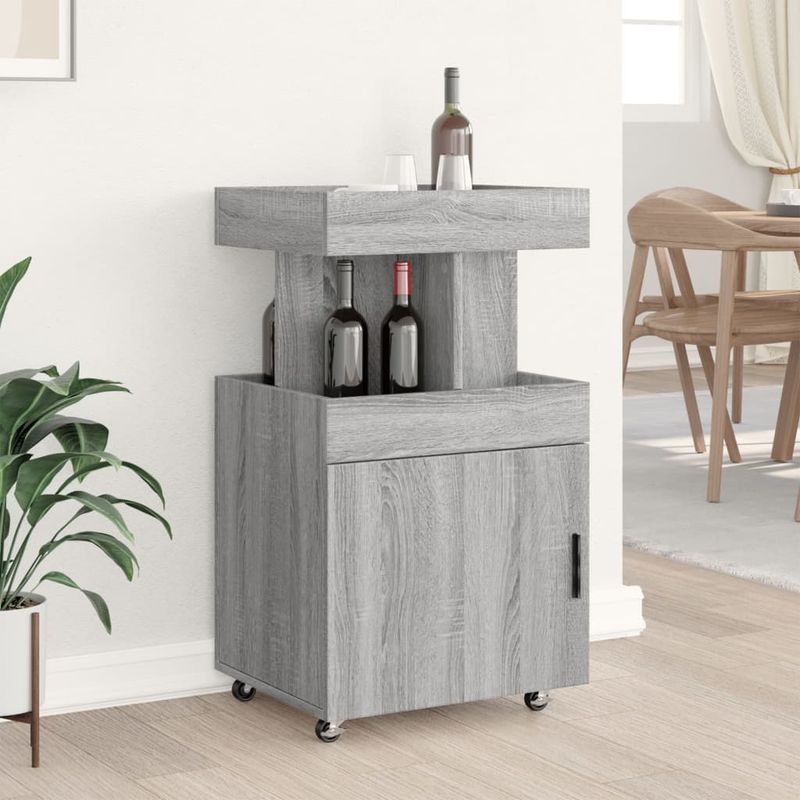 Casa si Gradina - Mobilier - Comode si corpuri - Comode - Carucior de bar, gri sonoma, 50x41x89 cm, lemn prelucrat - Infinity.ro