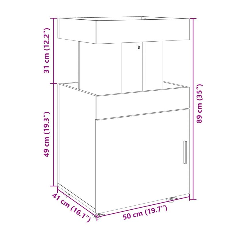 Casa si Gradina - Mobilier - Comode si corpuri - Comode - Carucior de bar, gri sonoma, 50x41x89 cm, lemn prelucrat - Infinity.ro