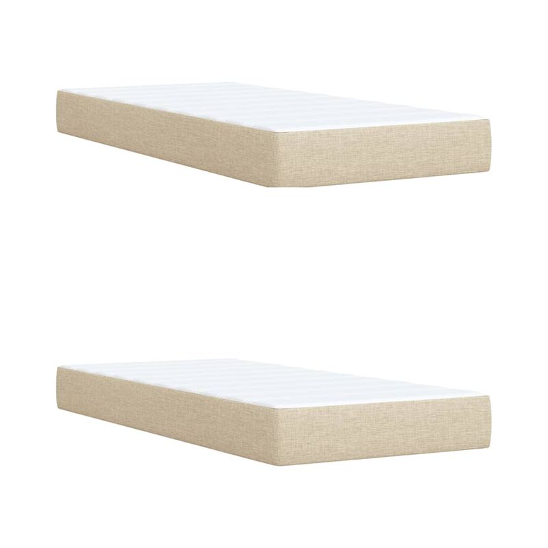 Casa si Gradina - Mobilier - Paturi si accesorii - Paturi - Pat box spring cu saltea, crem, 200x200 cm, textil - Infinity.ro