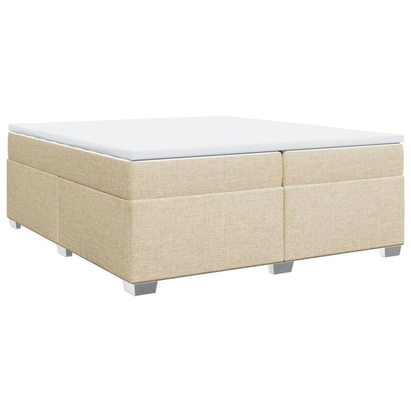 Casa si Gradina - Mobilier - Paturi si accesorii - Paturi - Pat box spring cu saltea, crem, 200x200 cm, textil - Infinity.ro