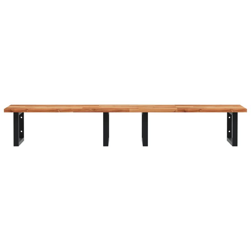 Casa si Gradina - Mobilier - Biblioteci si rafturi - Rafturi - Raft pentru lavoar montat pe perete, otel și lemn masiv acacia, maro închis și negru, mărime 140x50x2 cm, model dreptunghiular - Infinity.ro