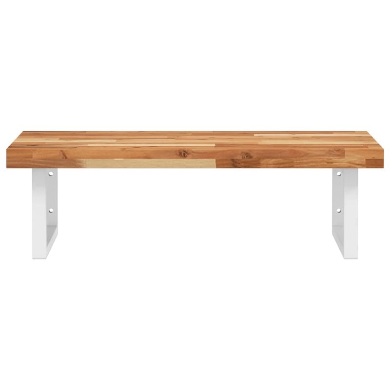 Casa si Gradina - Mobilier - Biblioteci si rafturi - Rafturi - Raft pentru lavoar montat pe perete, otel și lemn masiv acacia, maro închis și alb, mărime 60x50x4 cm, model dreptunghiular - Infinity.ro