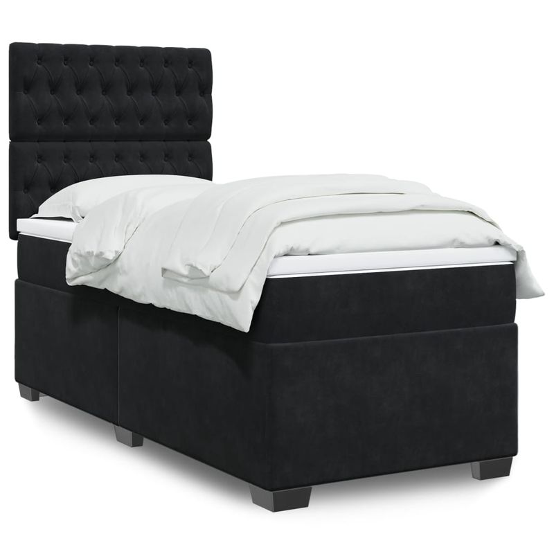 Casa si Gradina - Mobilier - Paturi si accesorii - Paturi - Pat box spring cu saltea, negru, 90x190 cm, catifea - Infinity.ro