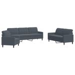 Casa si Gradina - Mobilier - Seturi de mobilier - Seturi living - Set de canapele cu perne, 3 piese, gri inchis, catifea - Infinity.ro