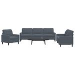 Casa si Gradina - Mobilier - Seturi de mobilier - Seturi living - Set de canapele cu perne, 3 piese, gri inchis, catifea - Infinity.ro
