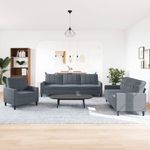 Casa si Gradina - Mobilier - Seturi de mobilier - Seturi living - Set de canapele cu perne, 3 piese, gri inchis, catifea - Infinity.ro