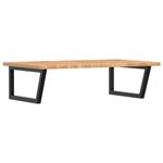 Casa si Gradina - Mobilier - Biblioteci si rafturi - Rafturi - Raft pentru lavoar montat pe perete, otel și lemn masiv stejar, maro deschis și negru, mărime 100x60x2.5 cm, model trapez - Infinity.ro
