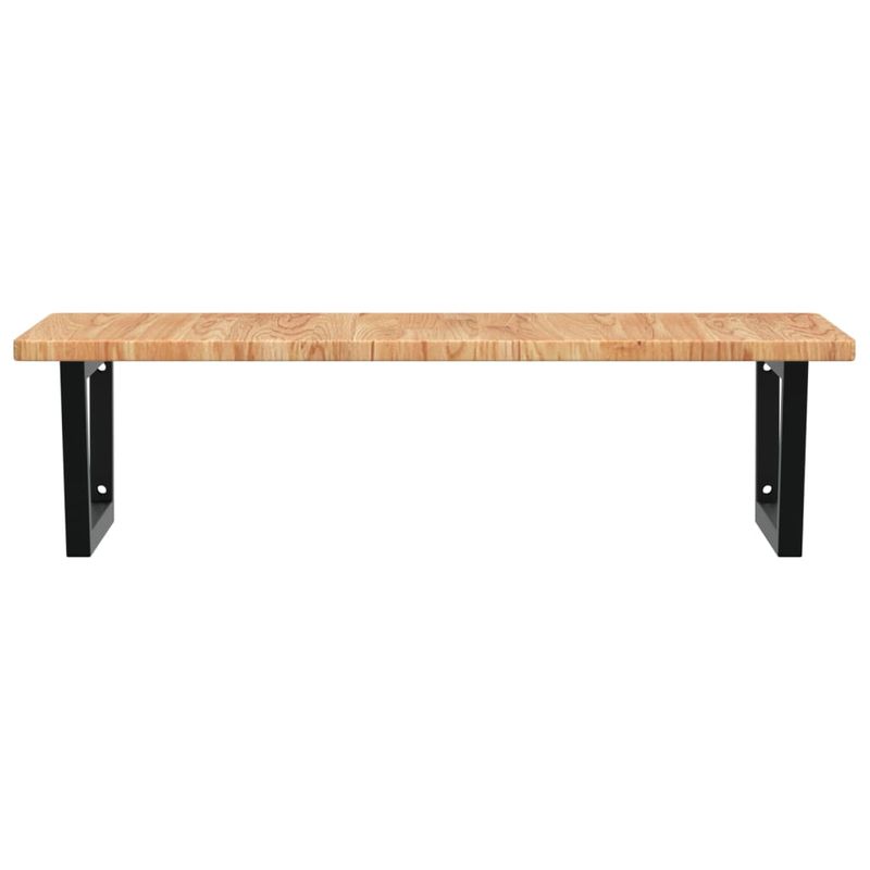 Casa si Gradina - Mobilier - Biblioteci si rafturi - Rafturi - Raft pentru lavoar montat pe perete, otel și lemn masiv stejar, maro deschis și negru, mărime 100x60x2.5 cm, model trapez - Infinity.ro