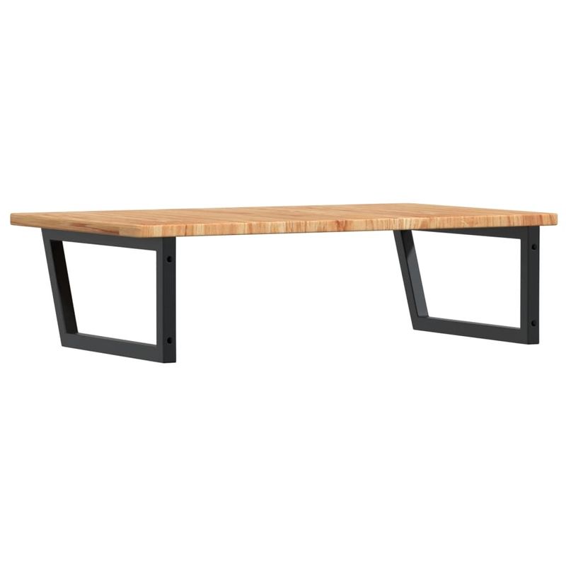 Casa si Gradina - Mobilier - Biblioteci si rafturi - Rafturi - Raft pentru lavoar montat pe perete, otel și lemn masiv stejar, maro deschis și negru, mărime 100x60x2.5 cm, model trapez - Infinity.ro