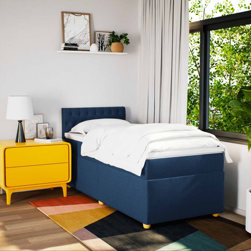 Casa si Gradina - Mobilier - Paturi si accesorii - Paturi - Pat box spring cu saltea, albastru, 80x200 cm, textil - Infinity.ro
