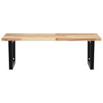 Casa si Gradina - Mobilier - Comode si corpuri - Masute de toaleta - Raft pentru lavoar montat pe perete, otel și lemn masiv acacia, maro și negru, mărime 100x60x2 cm, model trapez - Infinity.ro