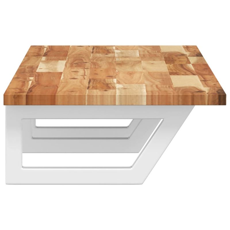 Casa si Gradina - Mobilier - Comode si corpuri - Masute de toaleta - Raft pentru lavoar montat pe perete, otel și lemn masiv acacia, maro închis și alb, mărime 140x40x2 cm, model trapez - Infinity.ro