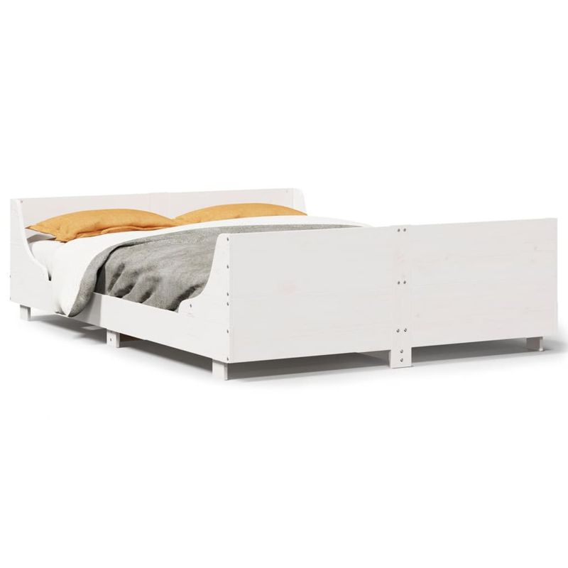 Casa si Gradina - Mobilier - Paturi si accesorii - Paturi - Cadru de pat cu tablie, alb, 120x190 cm, lemn masiv pin - Infinity.ro