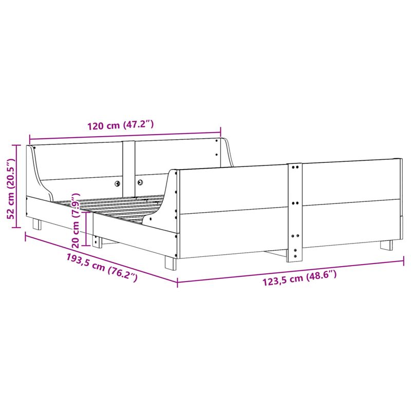 Casa si Gradina - Mobilier - Paturi si accesorii - Paturi - Cadru de pat cu tablie, alb, 120x190 cm, lemn masiv pin - Infinity.ro