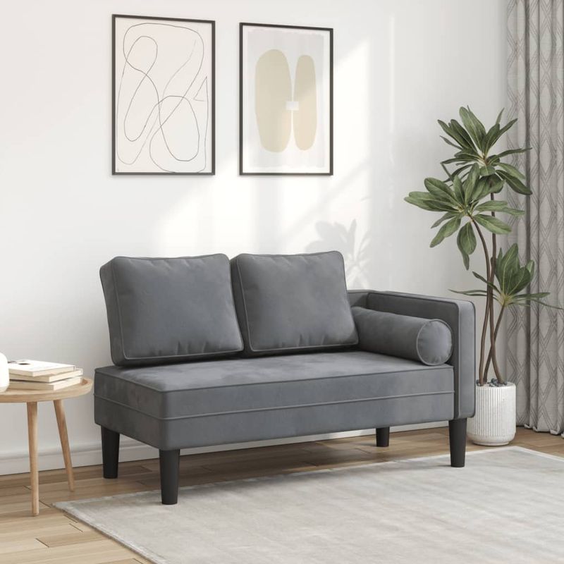 Casa si Gradina - Mobilier - Scaune si fotolii - Fotolii - Fotoliu sezlong cu perne, gri inchis, catifea - Infinity.ro