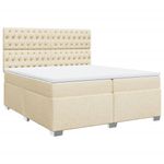 Casa si Gradina - Mobilier - Paturi si accesorii - Paturi - Pat box spring cu saltea, crem, 200x200 cm, textil - Infinity.ro