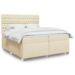 Casa si Gradina - Mobilier - Paturi si accesorii - Paturi - Pat box spring cu saltea, crem, 200x200 cm, textil - Infinity.ro