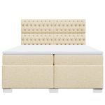 Casa si Gradina - Mobilier - Paturi si accesorii - Paturi - Pat box spring cu saltea, crem, 200x200 cm, textil - Infinity.ro