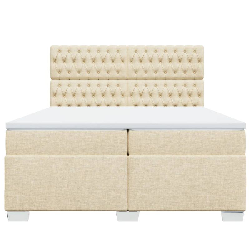 Casa si Gradina - Mobilier - Paturi si accesorii - Paturi - Pat box spring cu saltea, crem, 200x200 cm, textil - Infinity.ro