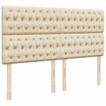 Casa si Gradina - Mobilier - Paturi si accesorii - Paturi - Pat box spring cu saltea, crem, 200x200 cm, textil - Infinity.ro