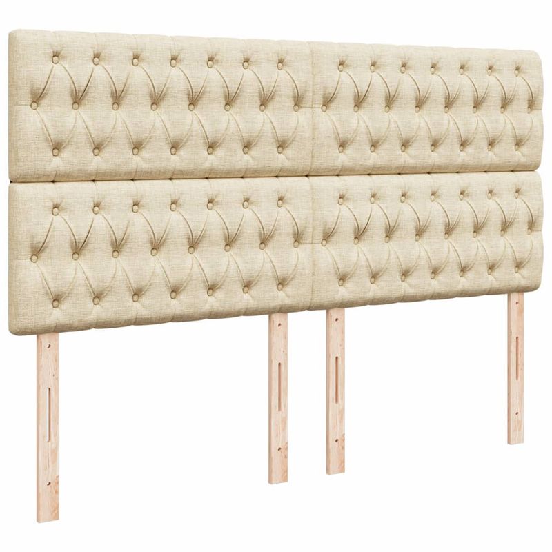 Casa si Gradina - Mobilier - Paturi si accesorii - Paturi - Pat box spring cu saltea, crem, 200x200 cm, textil - Infinity.ro