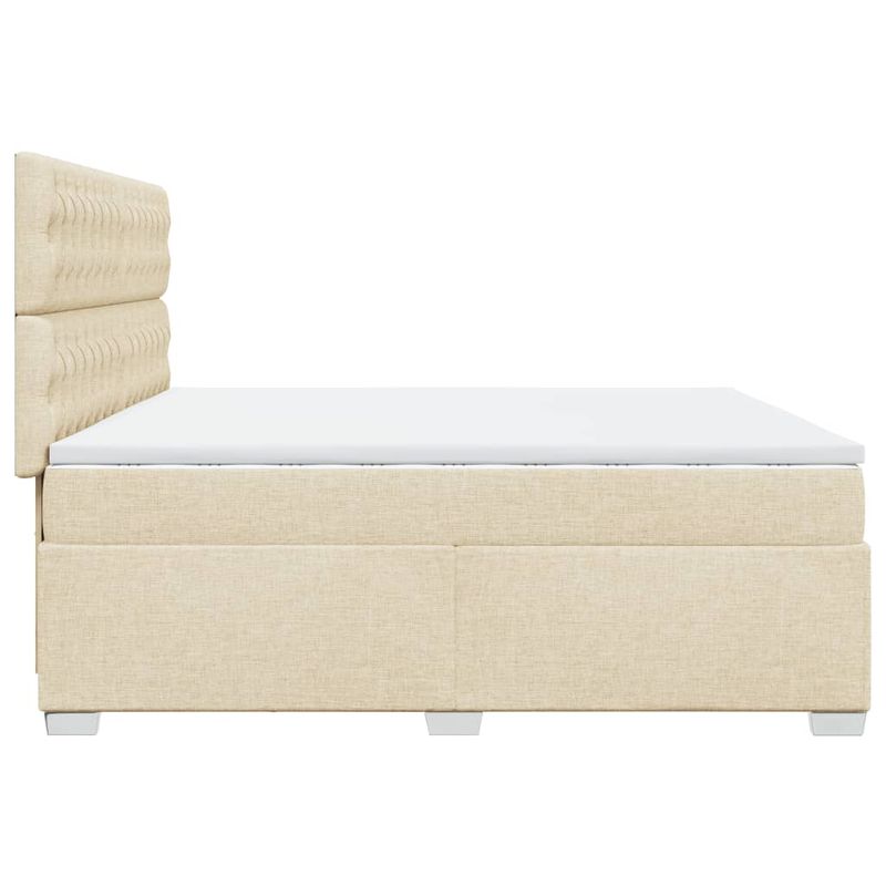 Casa si Gradina - Mobilier - Paturi si accesorii - Paturi - Pat box spring cu saltea, crem, 200x200 cm, textil - Infinity.ro