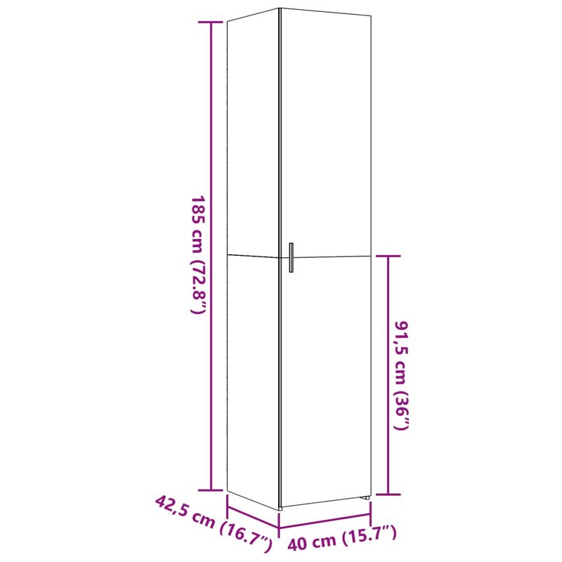 Casa si Gradina - Mobilier - Comode si corpuri - Corpuri bucatarie - Dulap inalt, alb, 40x42,5x185 cm, lemn prelucrat - Infinity.ro
