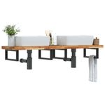 Casa si Gradina - Mobilier - Biblioteci si rafturi - Rafturi - Raft pentru lavoar montat pe perete, otel și lemn masiv acacia, maro închis și negru, mărime 140x40x4 cm, model dreptunghiular - Infinity.ro