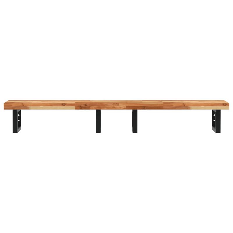 Casa si Gradina - Mobilier - Biblioteci si rafturi - Rafturi - Raft pentru lavoar montat pe perete, otel și lemn masiv acacia, maro închis și negru, mărime 140x40x4 cm, model dreptunghiular - Infinity.ro