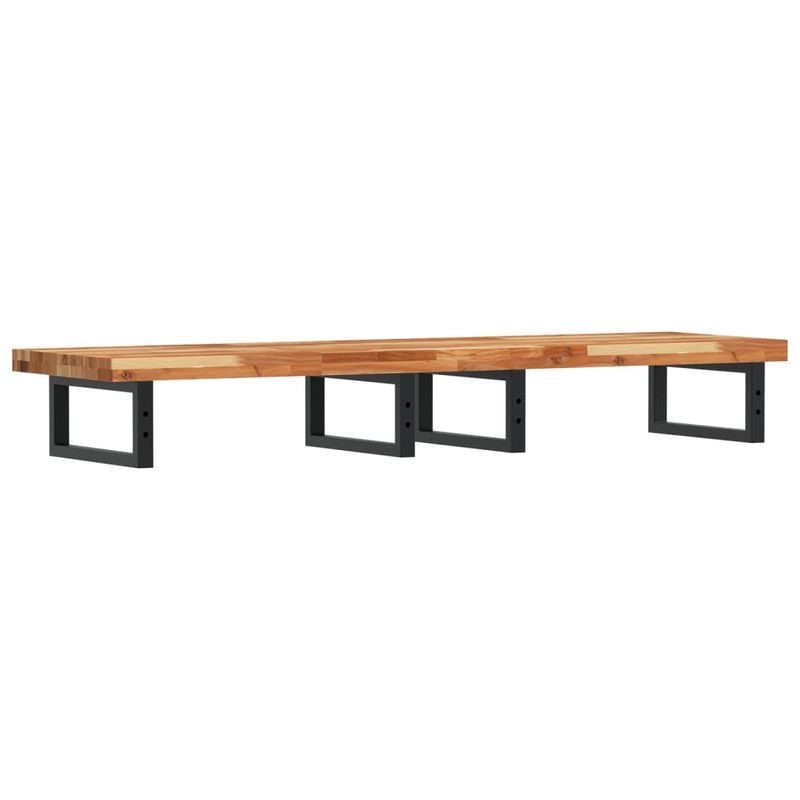 Casa si Gradina - Mobilier - Biblioteci si rafturi - Rafturi - Raft pentru lavoar montat pe perete, otel și lemn masiv acacia, maro închis și negru, mărime 140x40x4 cm, model dreptunghiular - Infinity.ro